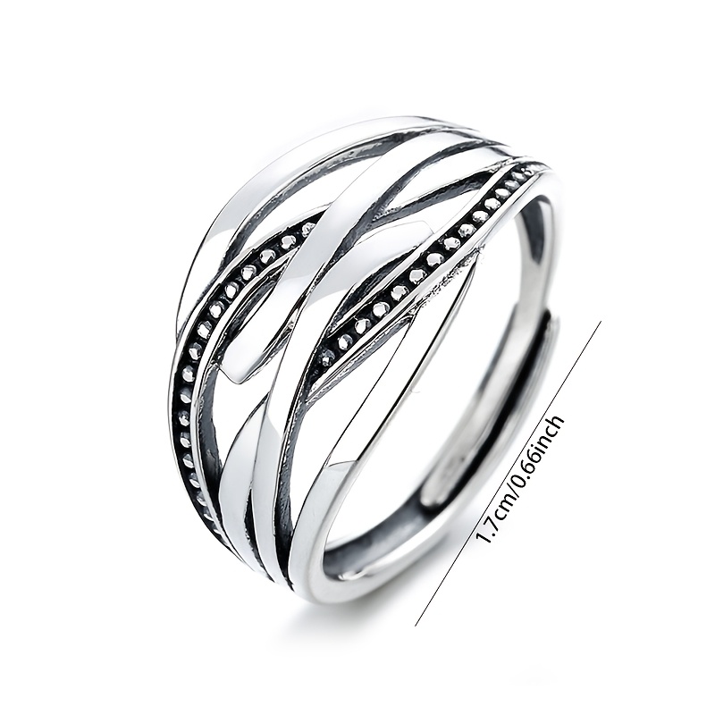 Women's Vintage Distressed Cross-Intertwined Ring, S925